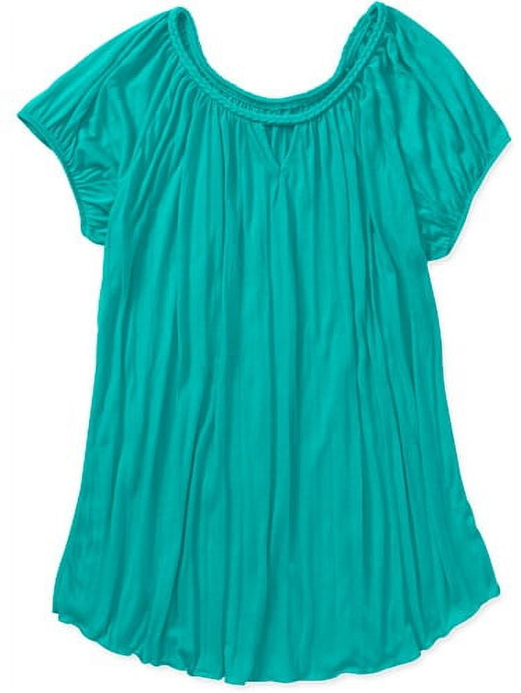 Women's Plus-Size Crinkle Top with Braided Trim - Walmart.com