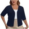 thumbnail image 1 of Women's Plus Size Cropped Cardigan Shrugs Short Sleeve Button Down Ribbed Knit Sweater Summer Kimono, 1 of 7