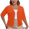 thumbnail image 1 of Women's Plus Size Cropped Cardigan Shrugs Short Sleeve Button Down Ribbed Knit Sweater Summer Kimono, 1 of 7