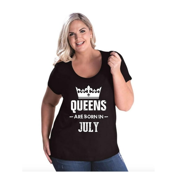 Women's Plus Size Curvy T-Shirt - Birthday Gift Queens Are Born in July
