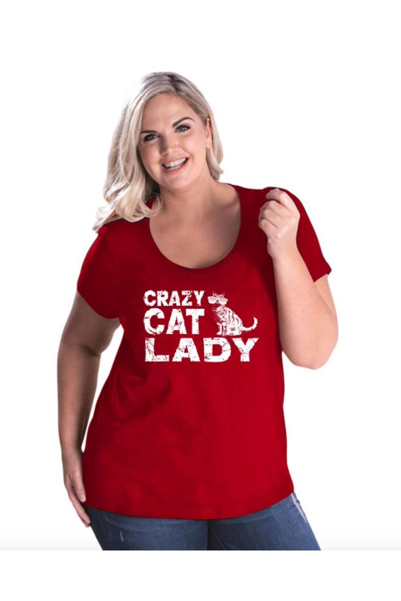 - Women's Plus Size Curvy T-Shirt - Crazy Cat Lady