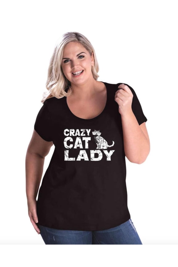 Women's Plus Size Curvy T-Shirt - Crazy Cat Lady
