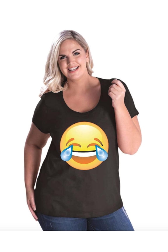 Women's Plus Size Curvy T-Shirt - Emoji Laughing Tears