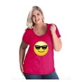 thumbnail image 1 of Women's Plus Size Curvy T-Shirt - Emoji with Sunglasses, 1 of 4
