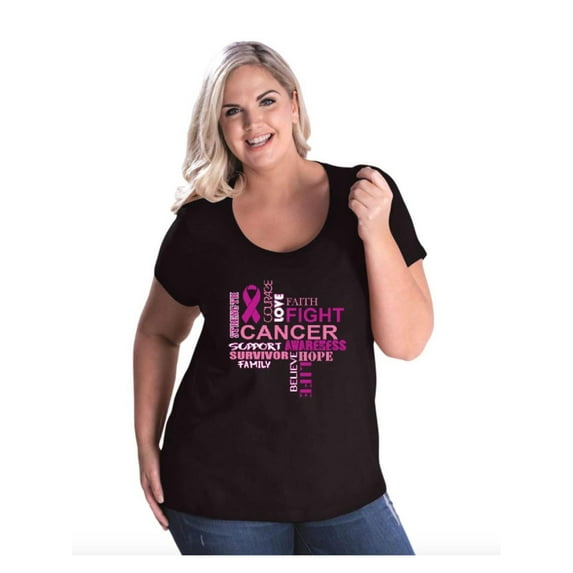 Women's Plus Size Curvy T-Shirt - Fight Breast Cancer