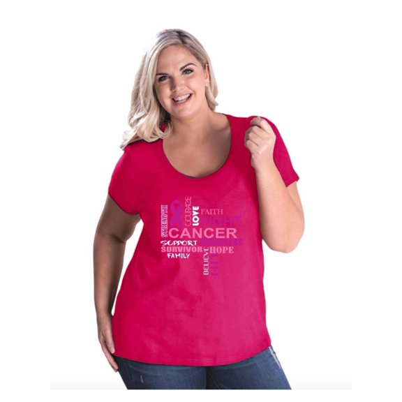 IWPF - Women's Plus Size Curvy T-Shirt - Fight Breast Cancer