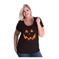 thumbnail image 1 of Women's Plus Size Curvy T-Shirt - Halloween Costume Pumpkin Face, 1 of 5