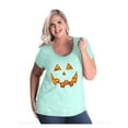 thumbnail image 1 of Women's Plus Size Curvy T-Shirt - Halloween Costume Pumpkin Face, 1 of 4