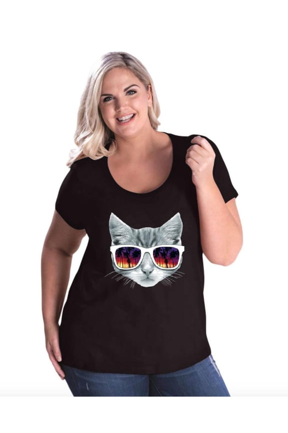 Women's Plus Size Curvy T-Shirt - Kitty