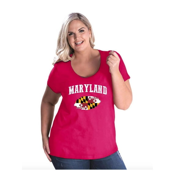 Women's Plus Size Curvy T-Shirt - Maryland Flag