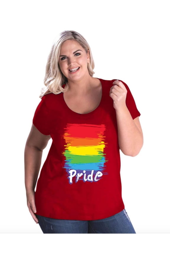 Women's Plus Size Curvy T-Shirt - Rainbow Pride