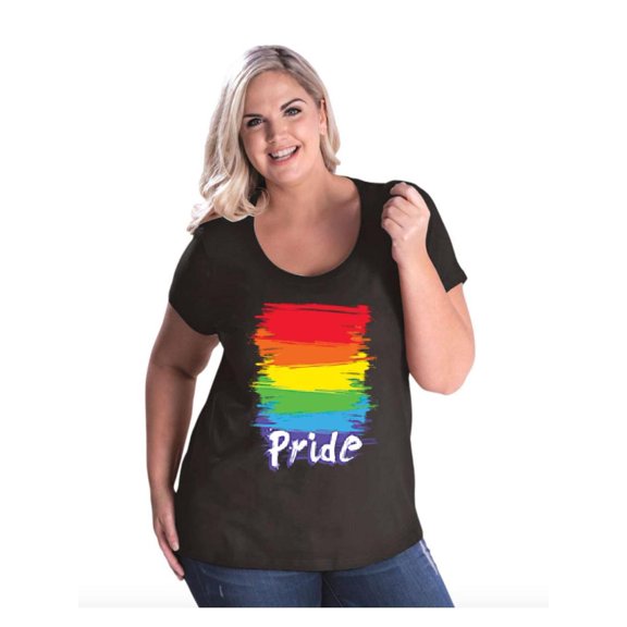 Women's Plus Size Curvy T-Shirt - Rainbow Pride