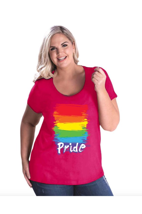 Women's Plus Size Curvy T-Shirt - Rainbow Pride