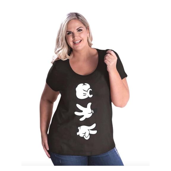 Women's Plus Size Curvy T-Shirt - Rock Paper Scissors