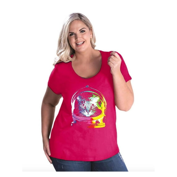 Women's Plus Size Curvy T-Shirt - Space Cat
