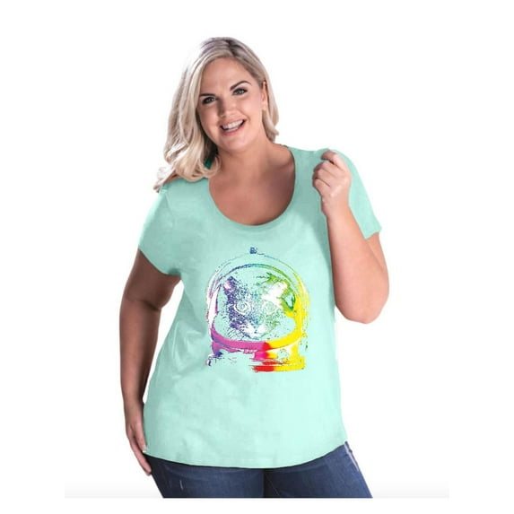 Women's Plus Size Curvy T-Shirt - Space Cat