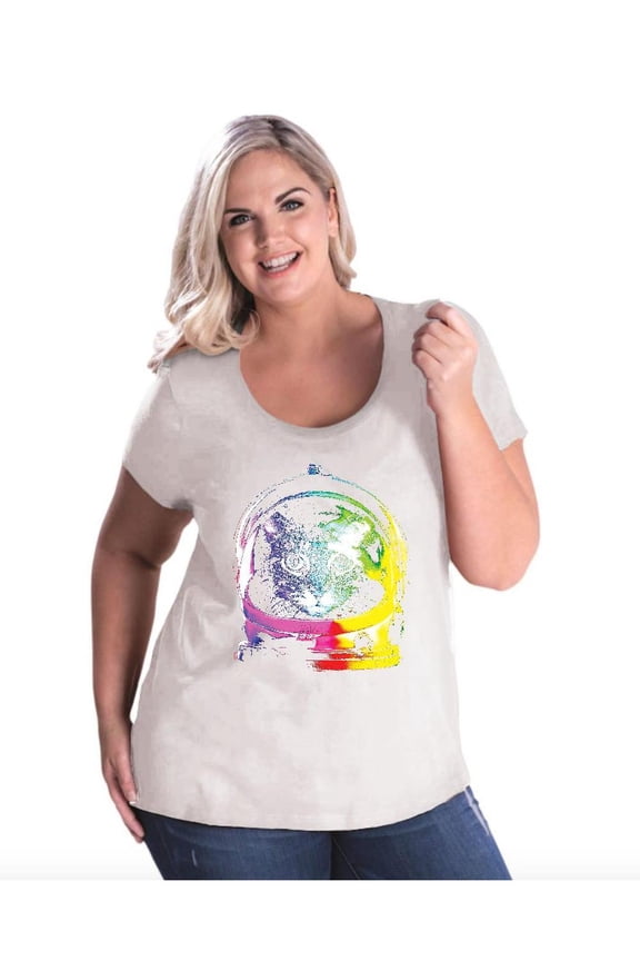 Women's Plus Size Curvy T-Shirt - Space Cat