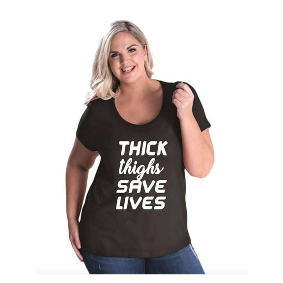 Women's Plus Size Curvy T-Shirt - Thick Thighs Save Lives