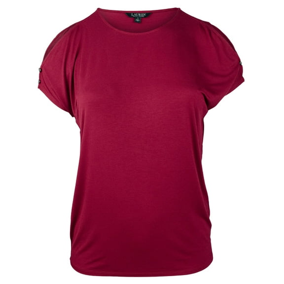 Women's Plus Size Cutout Button-Shoulder Jersey Top-R-1X