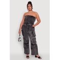 thumbnail image 1 of Women's Plus Size Daisy Acid Wash Denim Strapless Jumpsuit, 1 of 4