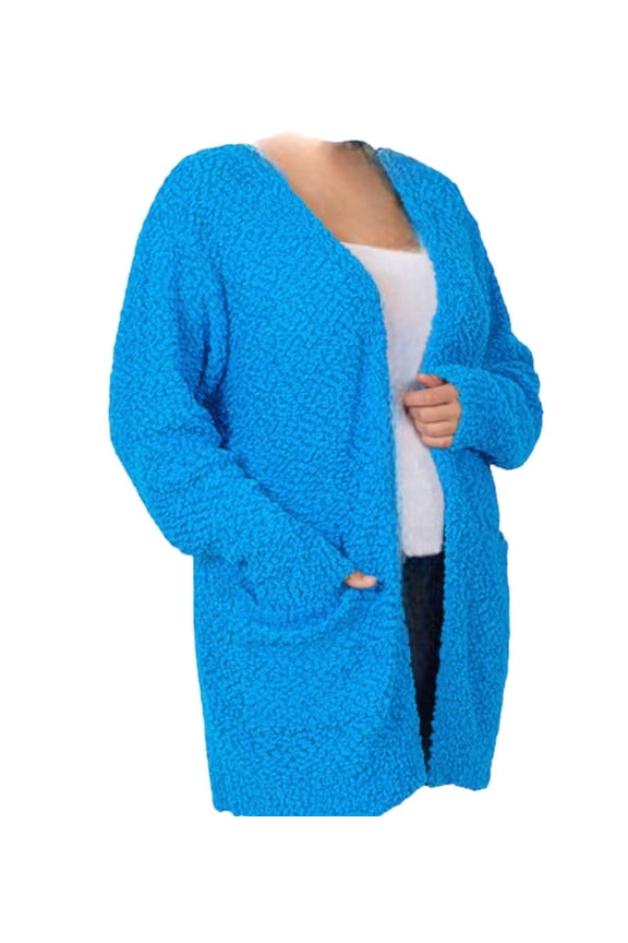 Women's Plus Size Dee Blue Popcorn Cardigan