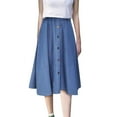 thumbnail image 1 of Women's Plus Size Denim Skirt Casual High Waisted A Line Midi Skirts with Elastic Waist, 1 of 8