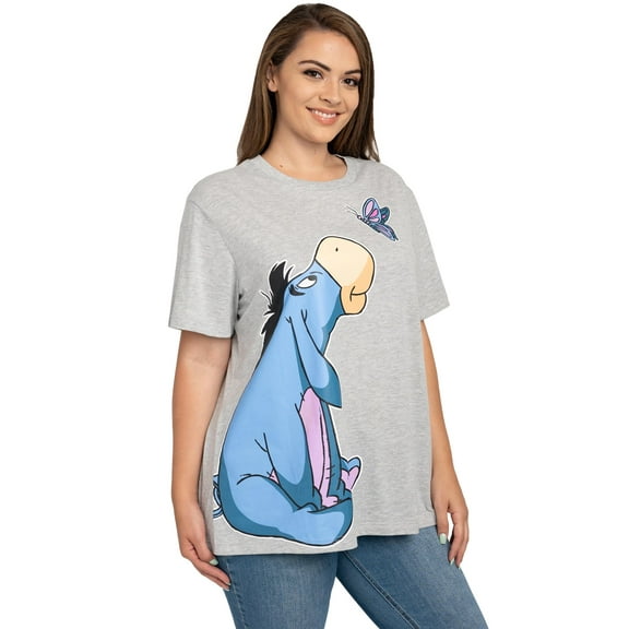 Women’s Plus Size Disney Eeyore Butterfly Gray Short Sleeve Tee (Size 4X Only)