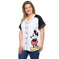 thumbnail image 1 of Women's Plus Size Disney Mickey Mouse Baseball Jersey 28 Shirt White Button Down, 1 of 7