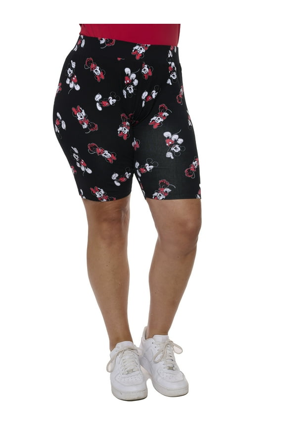 Women's Plus Size Disney Mickey Mouse Bike Shorts All-Over Print Black