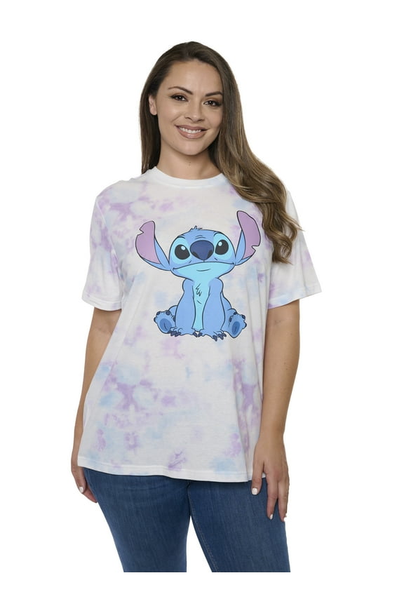 Women's Plus Size Disney Stitch T-Shirt Pastel Tie Dye Short Sleeve Tee