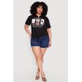 thumbnail image 1 of Women's Plus Size Distressed London Graphic Knot Front Tee, 1 of 4