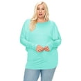 thumbnail image 1 of Women's Plus Size Dolman Long Sleeve Solid Loose Fit Tunic Top, 1 of 4
