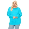 thumbnail image 1 of Women's Plus Size Dolman Long Sleeve Solid Loose Fit Tunic Top, 1 of 4