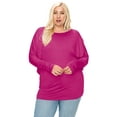 thumbnail image 1 of Women's Plus Size Dolman Long Sleeve Solid Loose Fit Tunic Top, 1 of 4