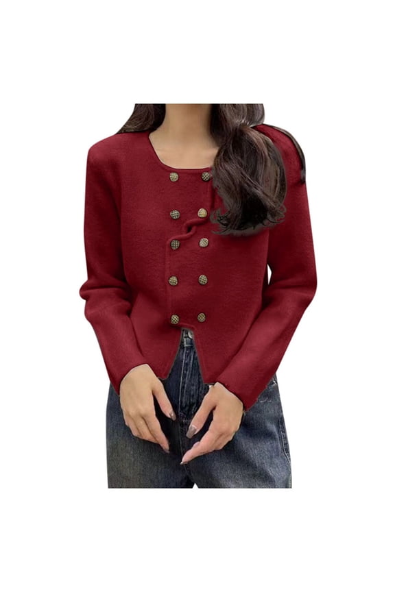 Women's Plus Size Double Knit Sweater Cardigan Winter Warm Boucle Design Cozy Fall Fashion Outerwear