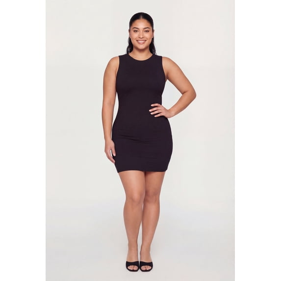 Women's Plus Size Double Layered High Neck Mini Dress