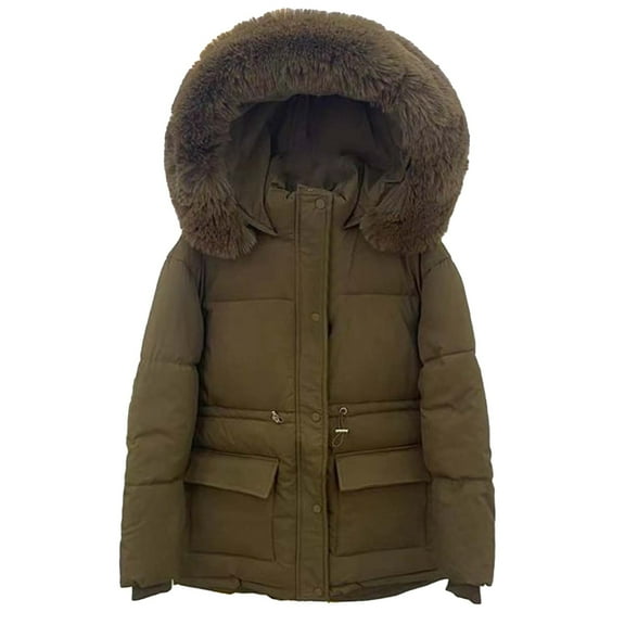 Women's Plus Size Down Jacket Winter Warm Thick Padded Coat Big Collar Outerwear for Cold Weather