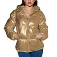 thumbnail image 1 of Women's Plus Size Down Padded Jacket Winter Warm Maillard Bright Coat with Stylish Design for Cold Weather, 1 of 2