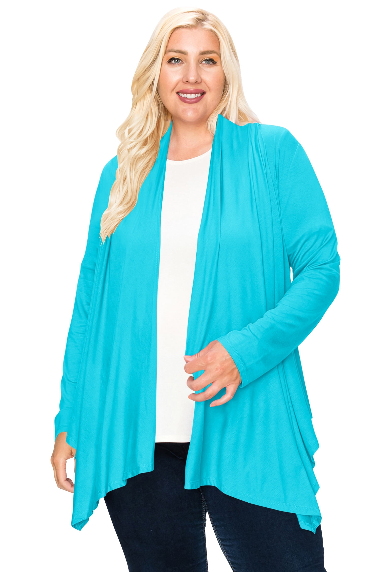 Women s Plus Size Draped Cardigan Casual Open Front Long Sleeve
