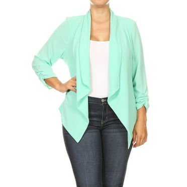 Women's Plus Size Draped Neck Open Front Cardigan Jacket
