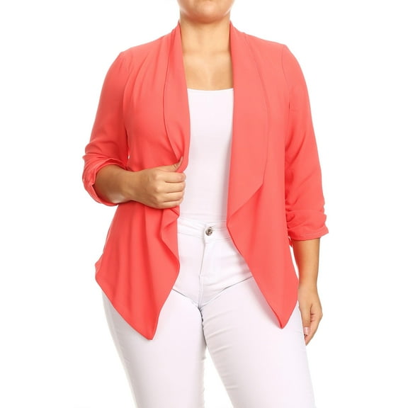 Women's Plus Size Draped Neck Open Front Loose Fit Solid Cardigan Female Jacket