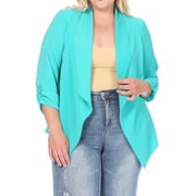 Women's Plus Size Draped Neck Open Front Cardigan Jacket