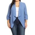 thumbnail image 1 of Women's Plus Size Draped Neck Open Front Loose Fit Solid Cardigan Female Jacket, 1 of 4