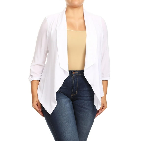 Women's Plus Size Draped Neck Open Front Loose Fit Solid Cardigan Female Jacket