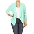 thumbnail image 1 of Women's Plus Size Draped Neck Open Front Loose Fit Solid Cardigan Female Jacket, 1 of 5