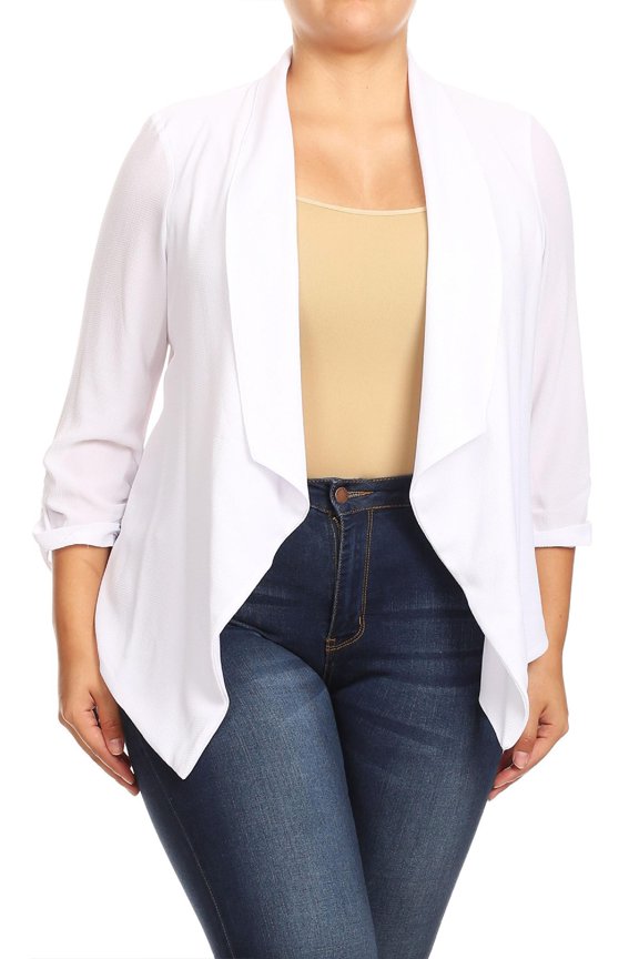 Women's Plus Size Draped Neck Open Front Loose Fit Solid Cardigan Female Jacket