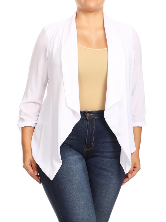 Women's Plus Size Draped Neck Open Front Loose Fit Solid Cardigan Female Jacket