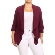 Women's Plus Size Draped Neck Open Front Loose Fit Solid Cardigan Female Jacket