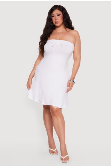 all white plus size skater dress Plus Size - White Lace Puff Sleeve Skater Maxi Dress