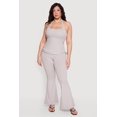 thumbnail image 1 of Women's Plus Size Drawstring Fold Over Waist Flare Leg Pants, 1 of 4